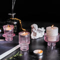 Vintage Ribbed Taper Glass Candle Holder