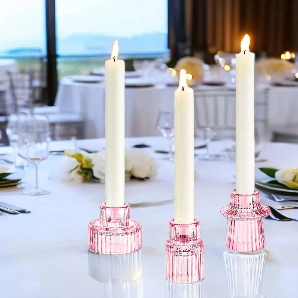 Vintage Ribbed Taper Glass Candle Holder