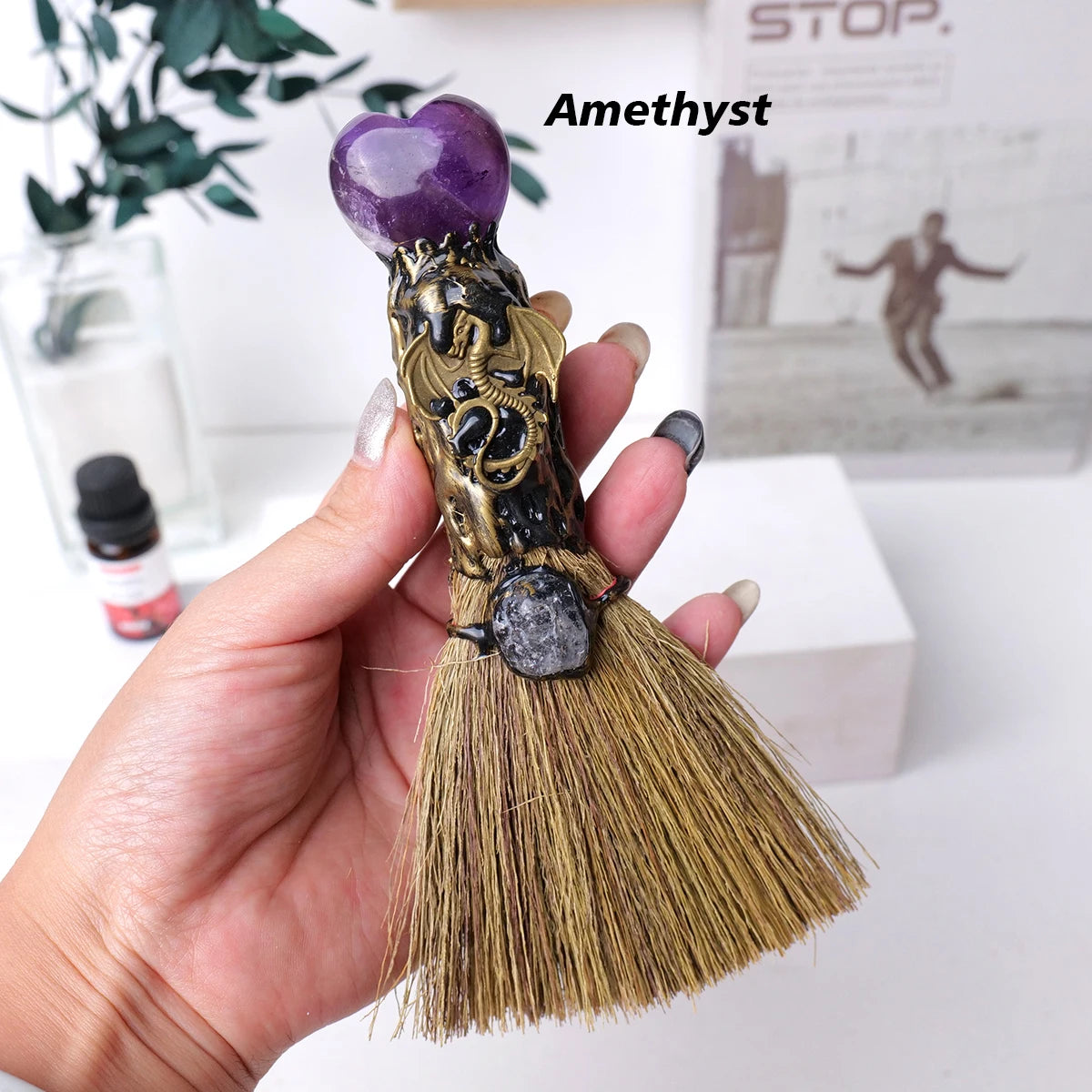 Crystal Heart Magic Broom