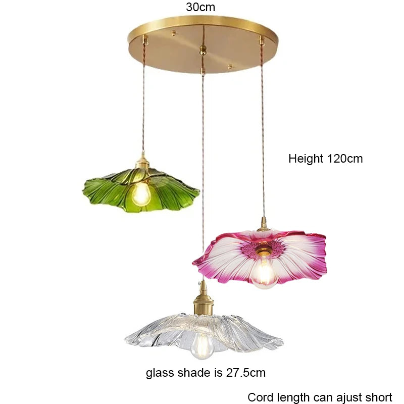 Vintage Pendant Glass Flower Lights