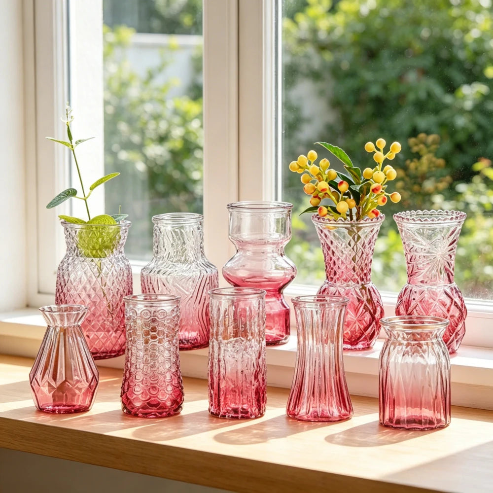 Vintage Embossed Glass Bud Vase