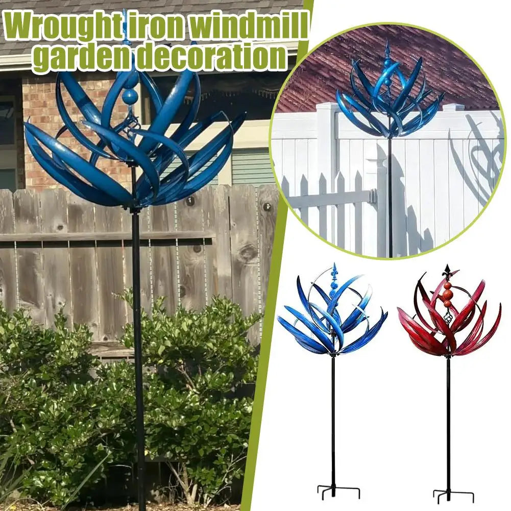Retro Iron Windmill Garden Stake