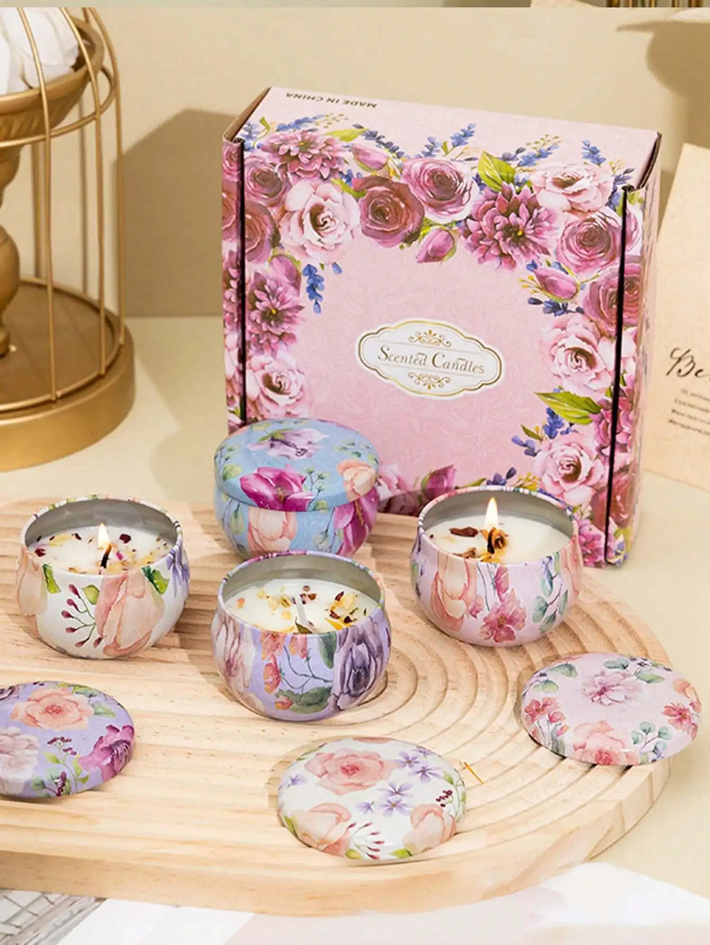Soy flower candle set