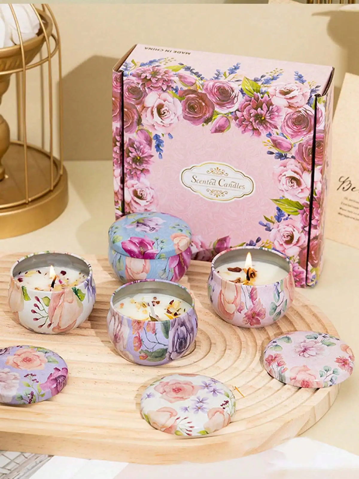 Soy flower candle set