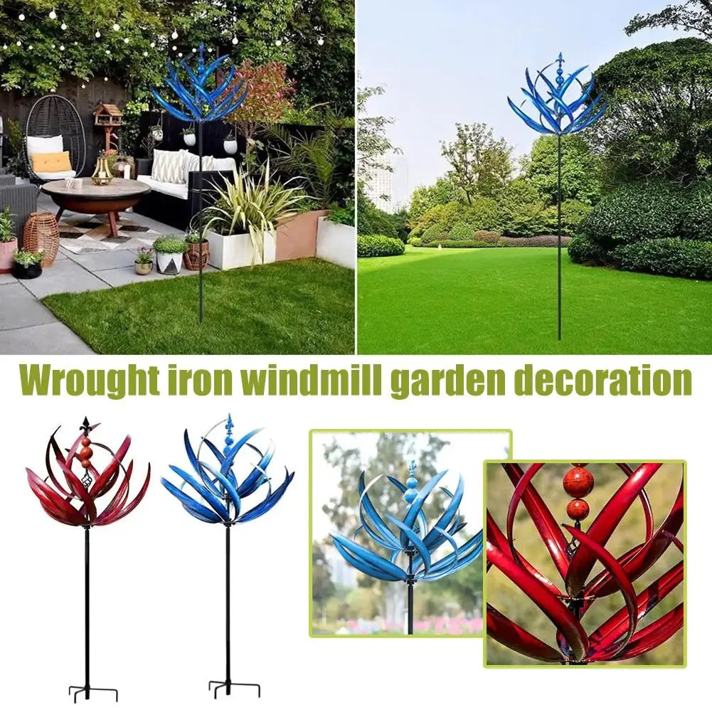 Retro Iron Windmill Garden Stake