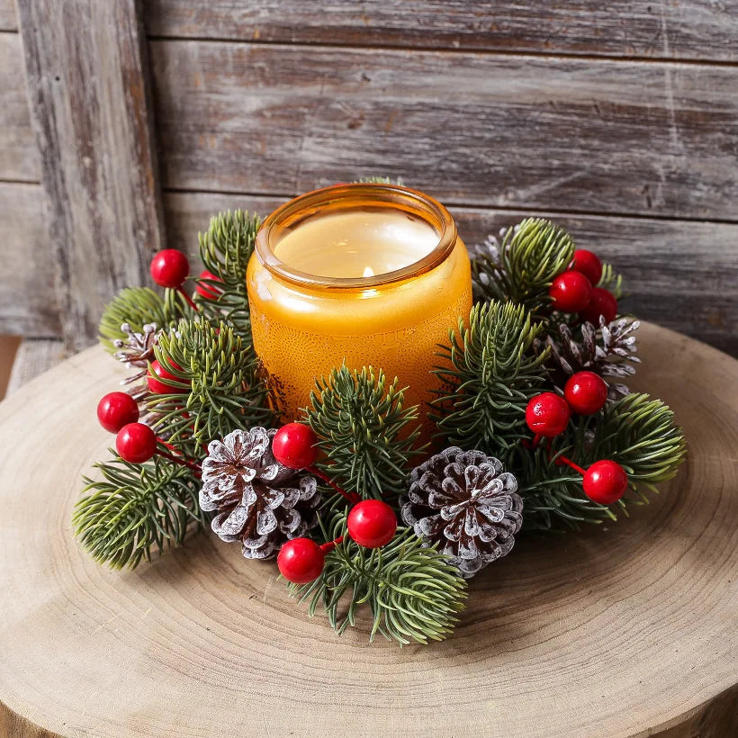 Red Berries Frosted Pinecones Centrepiece