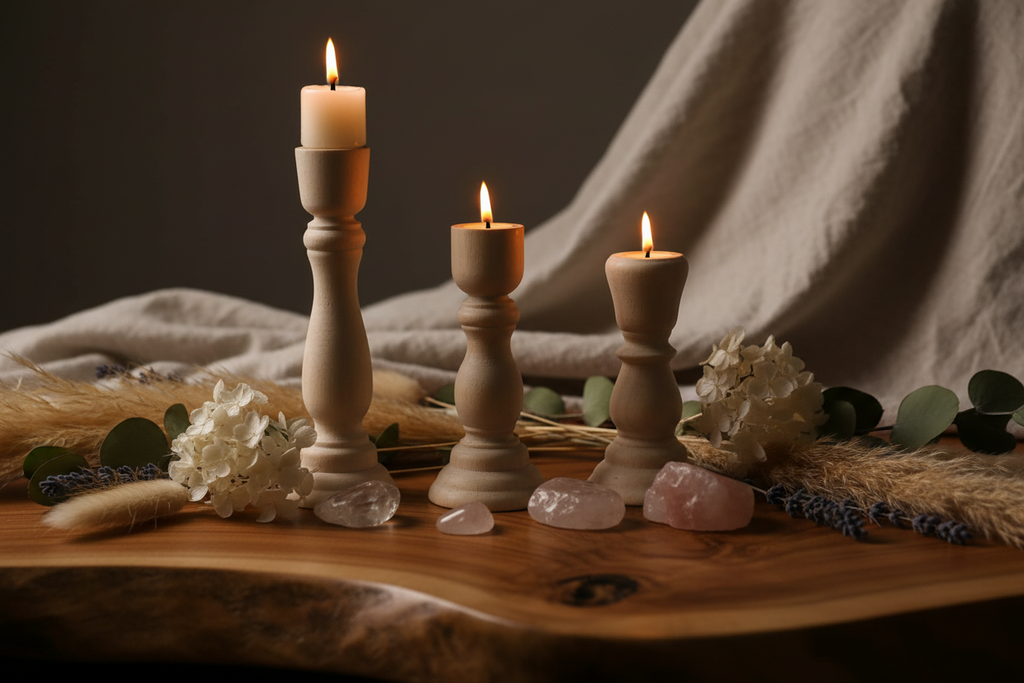 Classic Wooden Candle Stands Lifestyle