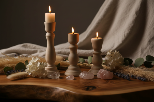 Classic Wooden Candle Stands Lifestyle