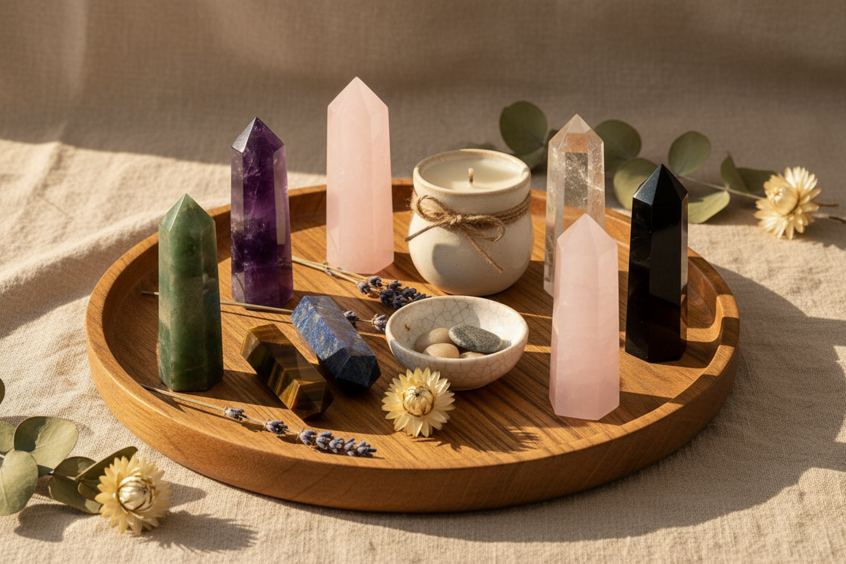 Crystal Point Wand Healing Stones — Lifestyle Scene