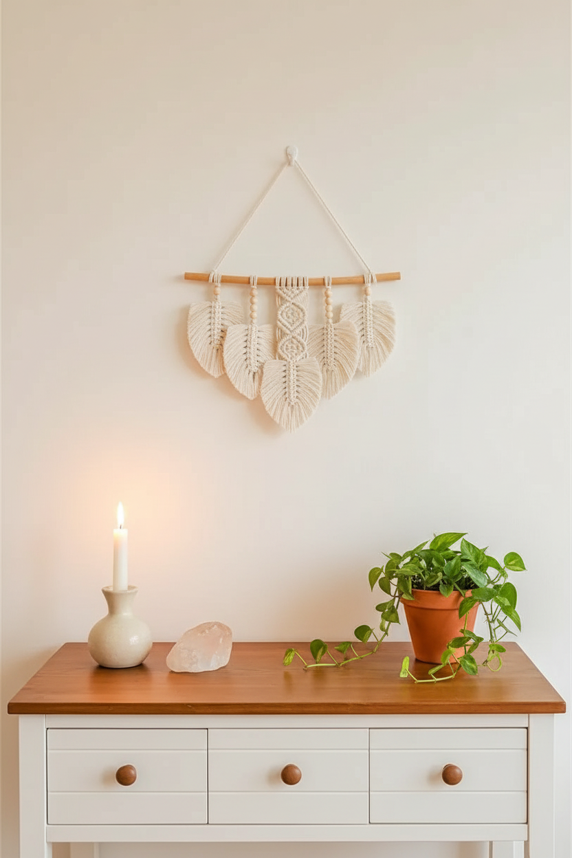Macrame Feather Wall Hanging Compact Lifestyle