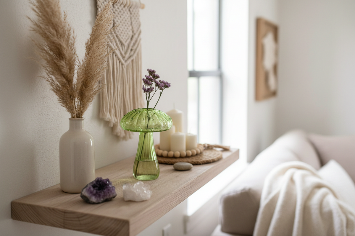 Woodland Magic Mushroom Vase - Styled Shelf
